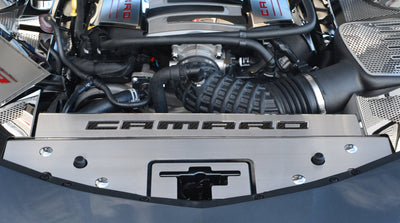 Dark Slate Gray 2016-2020 Camaro - Front Header Plate CAMARO Style - Stainless Steel