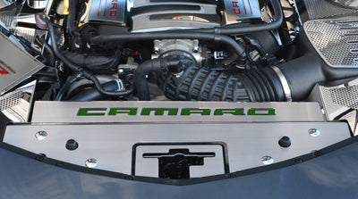 Dark Slate Gray 2016-2020 Camaro - Front Header Plate CAMARO Style - Stainless Steel