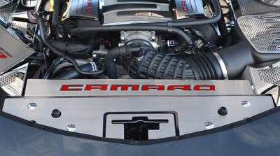 Dark Slate Gray 2016-2020 Camaro - Front Header Plate CAMARO Style - Stainless Steel