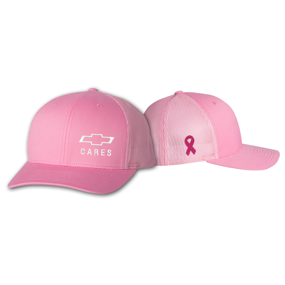 Light Pink Chevy Cares Pink Trucker Cap with Offset Logo