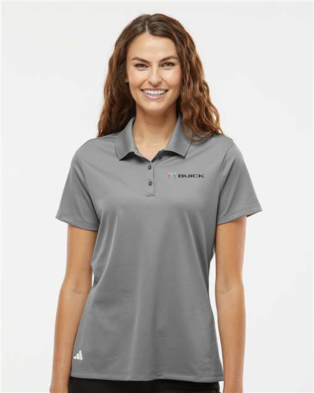 Beige Buick Ladies Adidas Polo - Black Logo