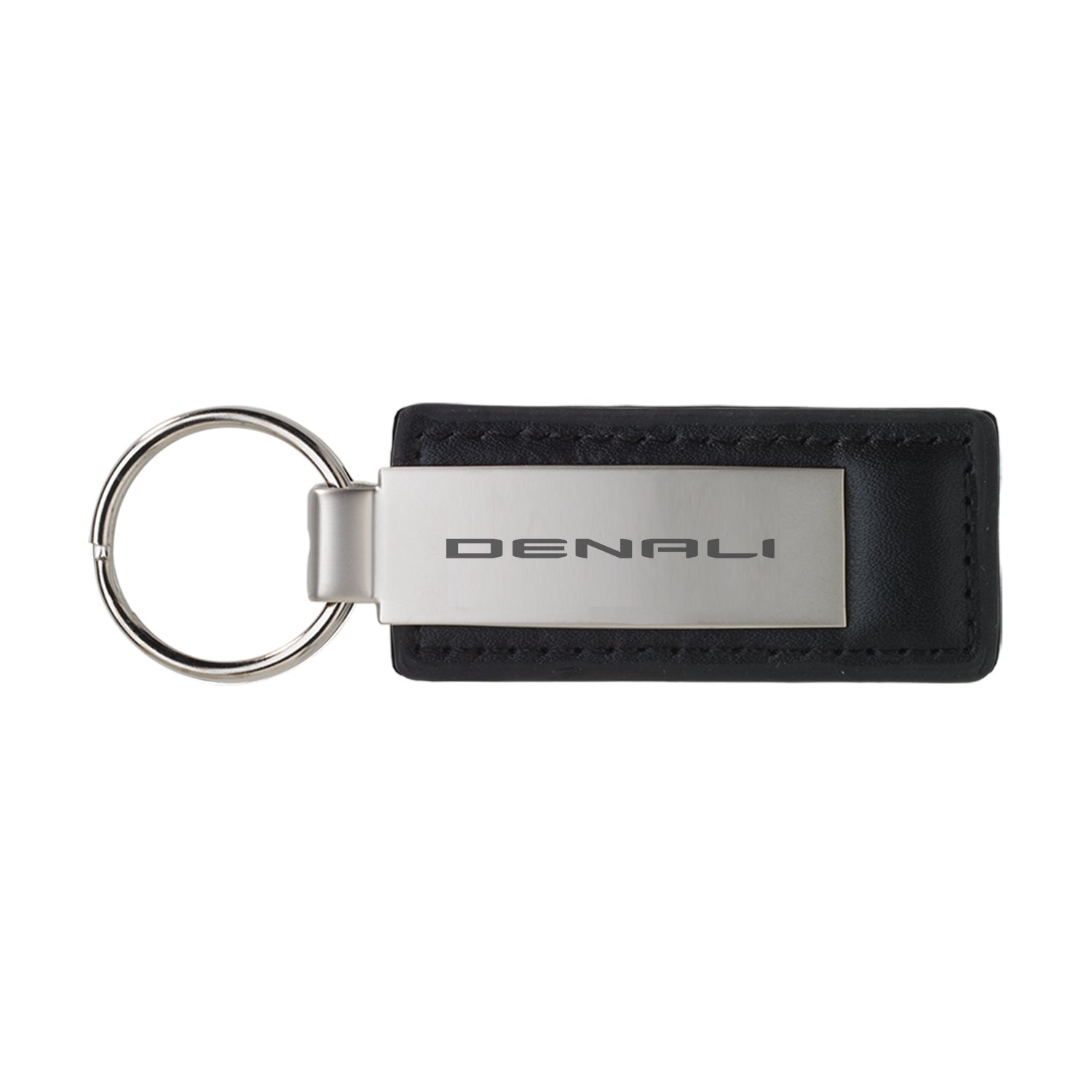 Light Gray Denali Leather/Metal Large Keychain