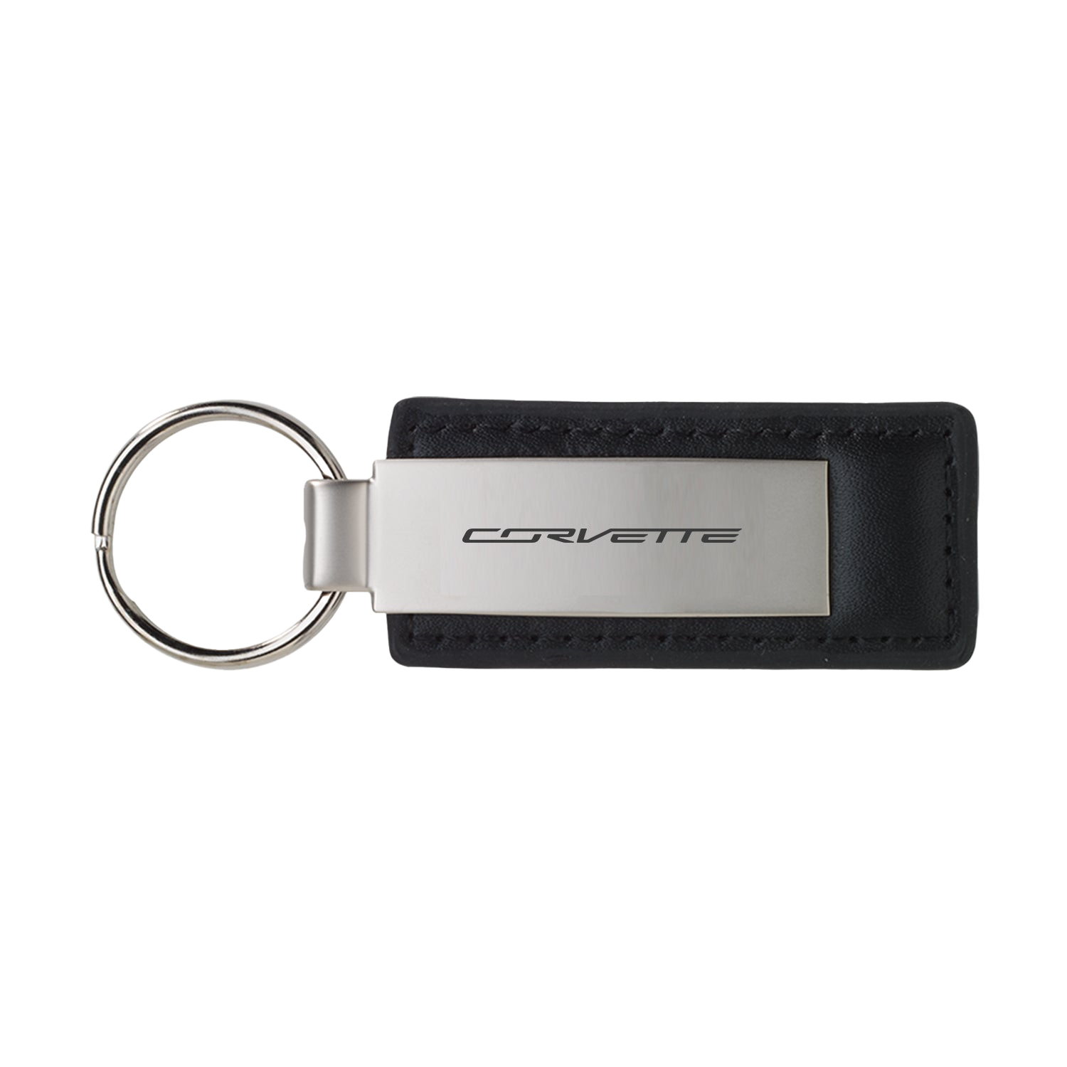 Corvette Leather/Metal Large Keychain