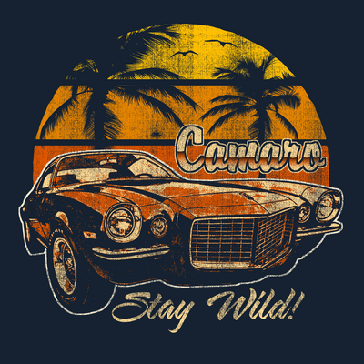Dark Slate Gray Camaro Sunset Palms T-Shirt