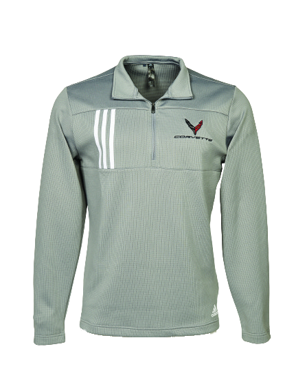 Dark Gray Corvette C8 Adidas 3-Stripe 1/4 Zip