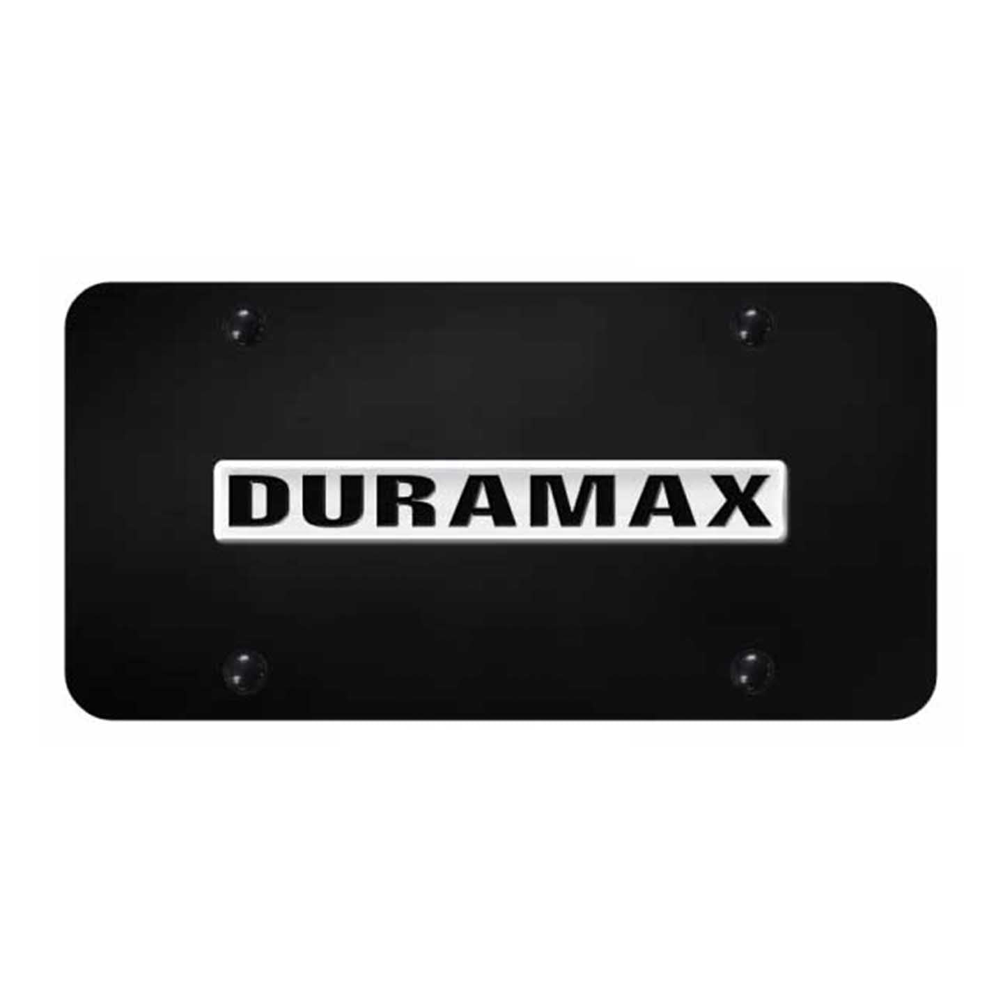 Black Duramax Name License Plate - Chrome on Black