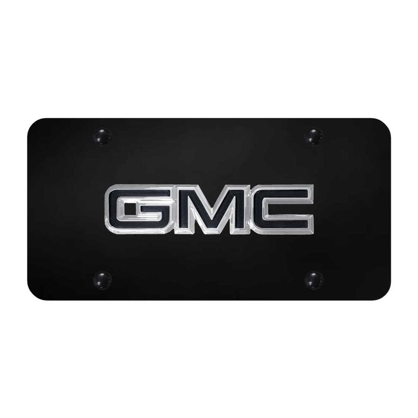 GMC OEM Black License Plate - Chrome on Black