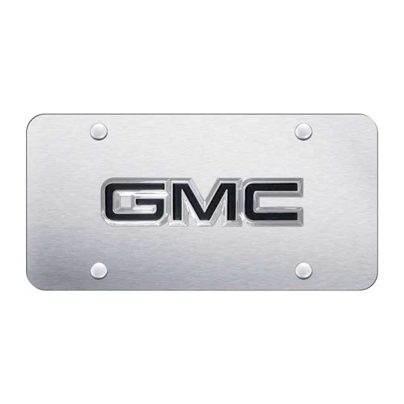GMC OEM Black License Plate - Chrome on Brushed