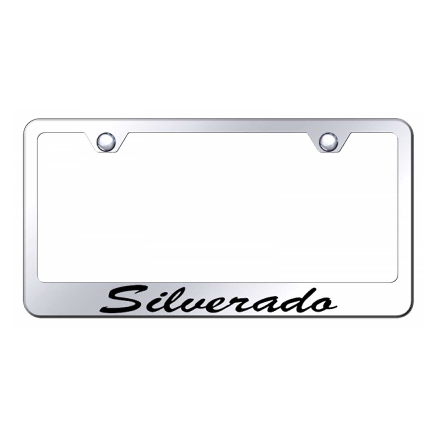 Light Gray Silverado Script Stainless Steel Frame - Etched Mirrored