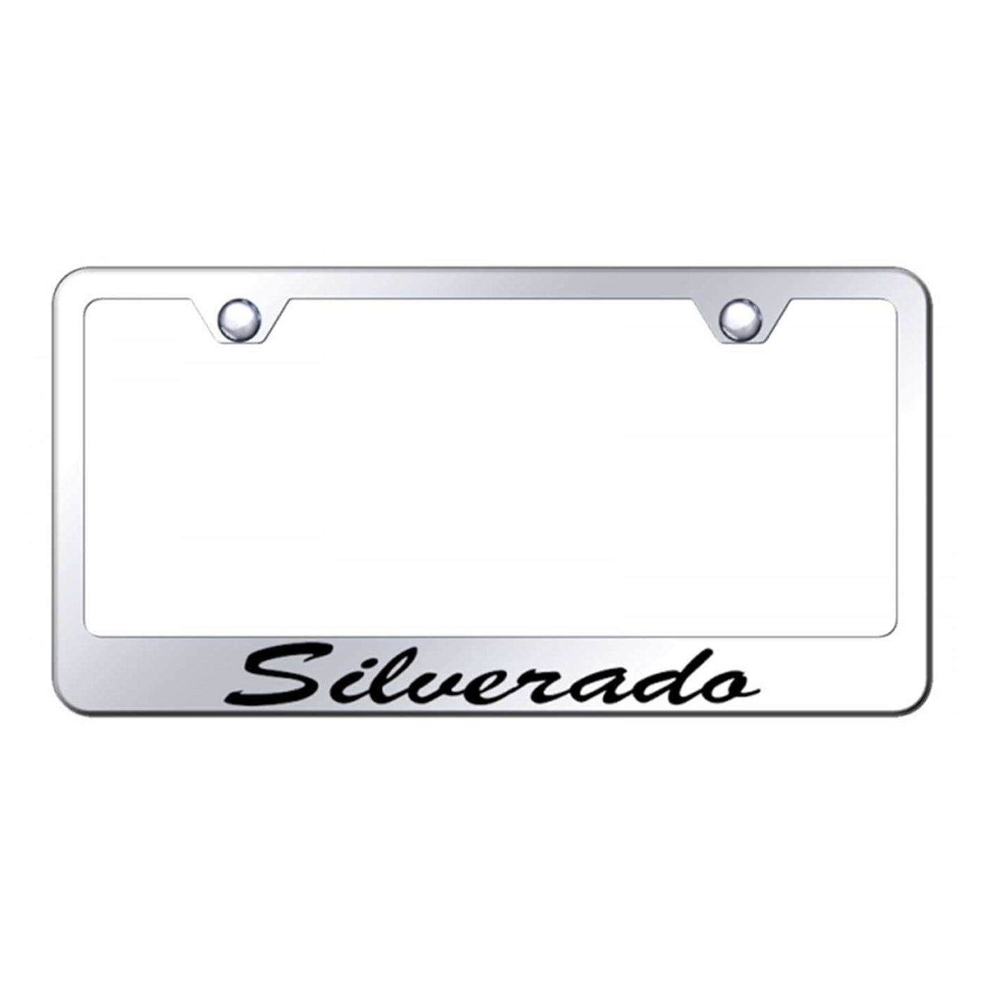Silverado Script Stainless Steel Frame - Etched Mirrored