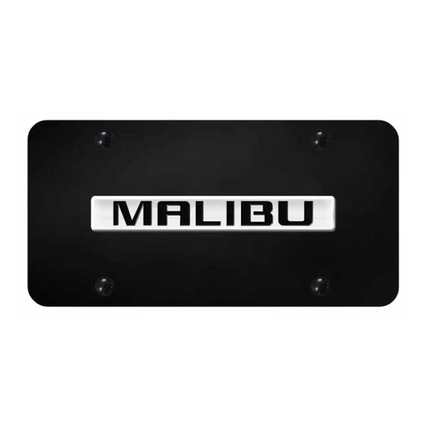 Malibu Name License Plate - Chrome on Black