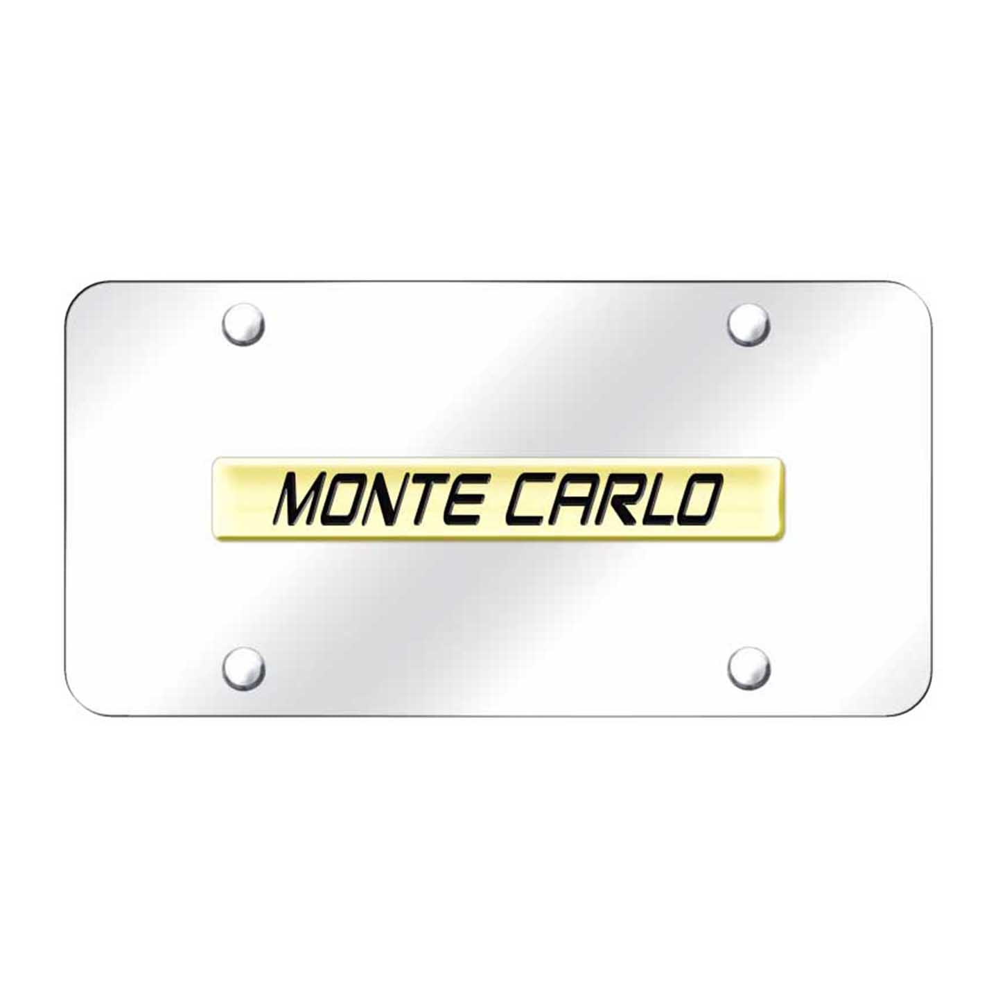 Beige Monte Carlo Name License Plate - Gold on Mirrored