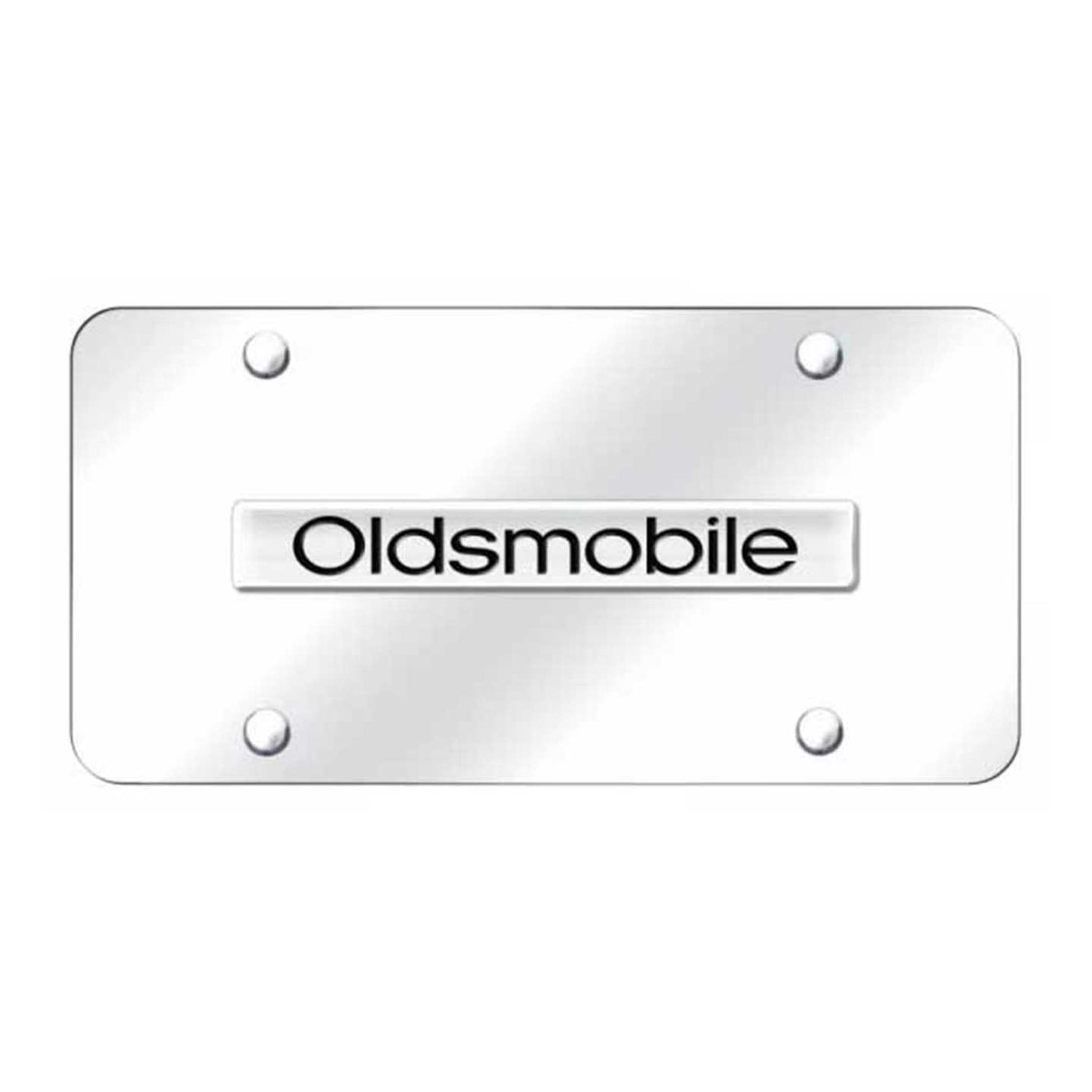 Oldsmobile Name License Plate - Chrome on Mirrored