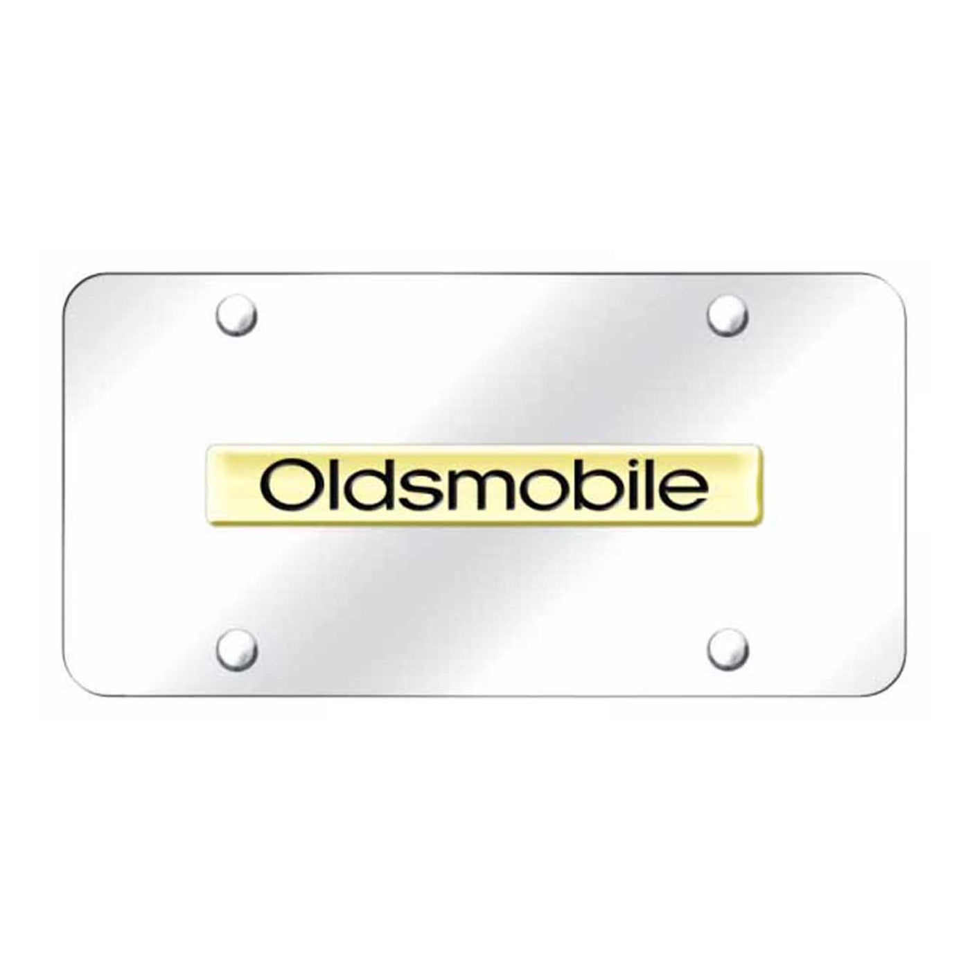Oldsmobile Name License Plate - Gold on Mirrored