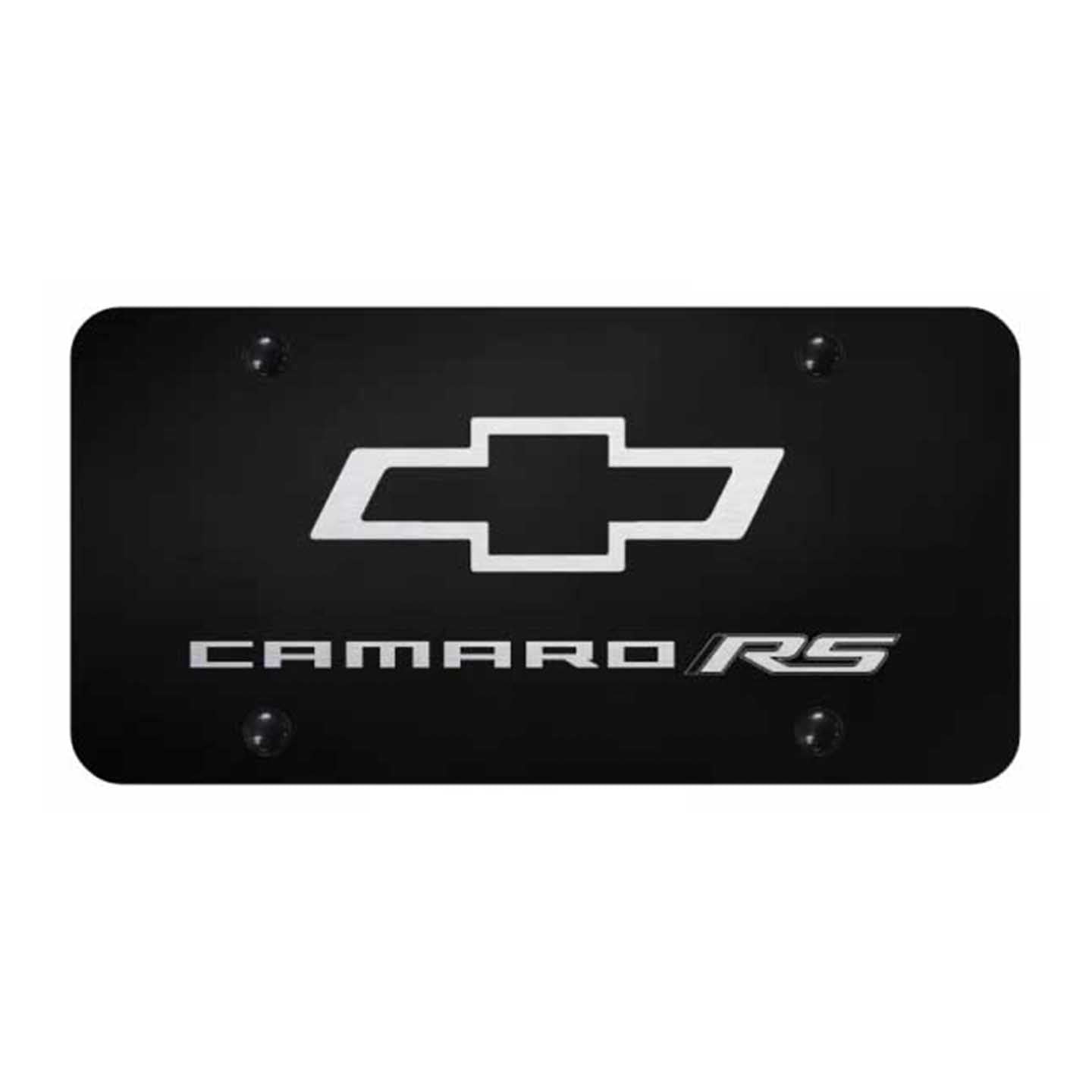 Black Camaro RS License Plate - Laser Etched Black
