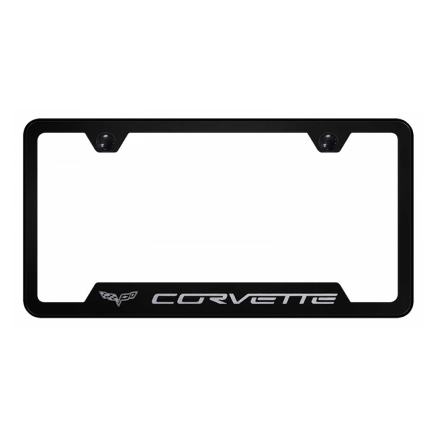 Black Corvette C6 Cut-Out Frame - Laser Etched Black