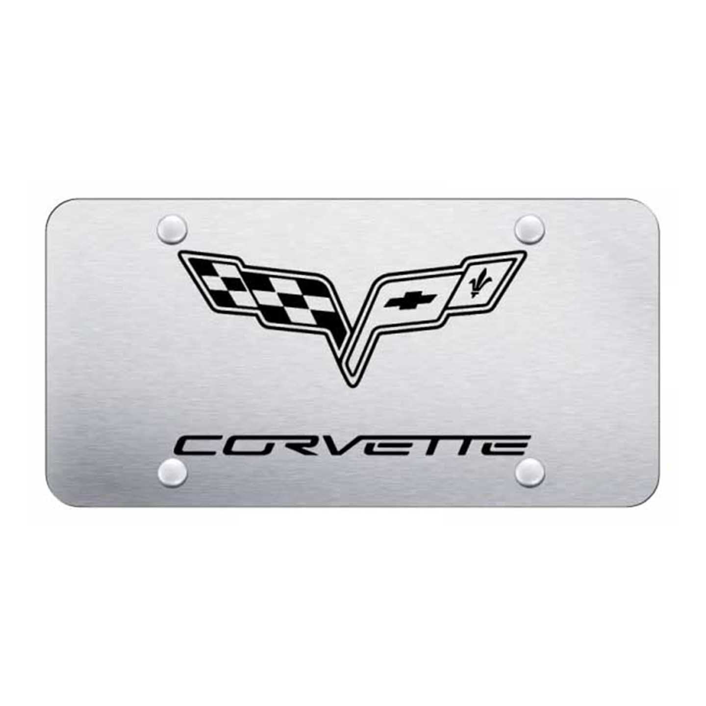 Light Gray Corvette C6 License Plate - Laser Etched Brushed