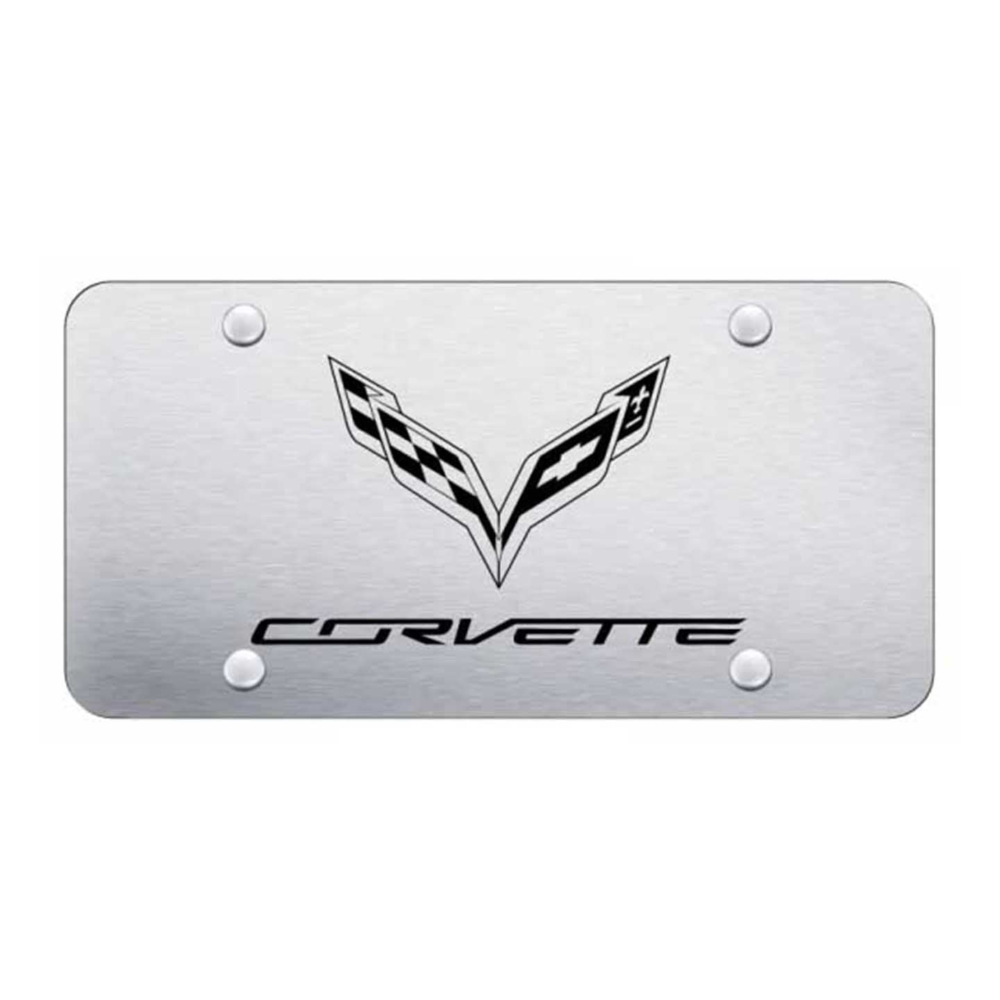 Light Gray Corvette C7 License Plate - Laser Etched Brushed