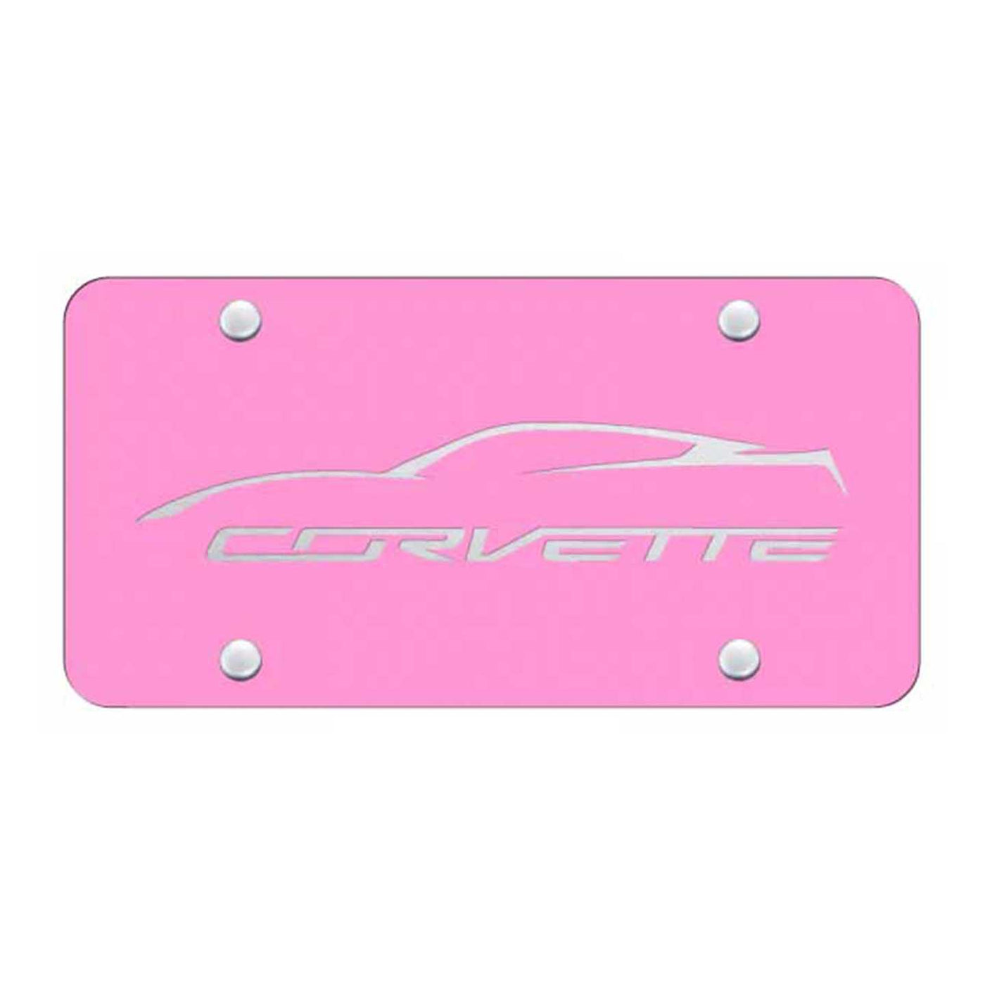 Corvette C7 Profile License Plate - Laser Etched Pink
