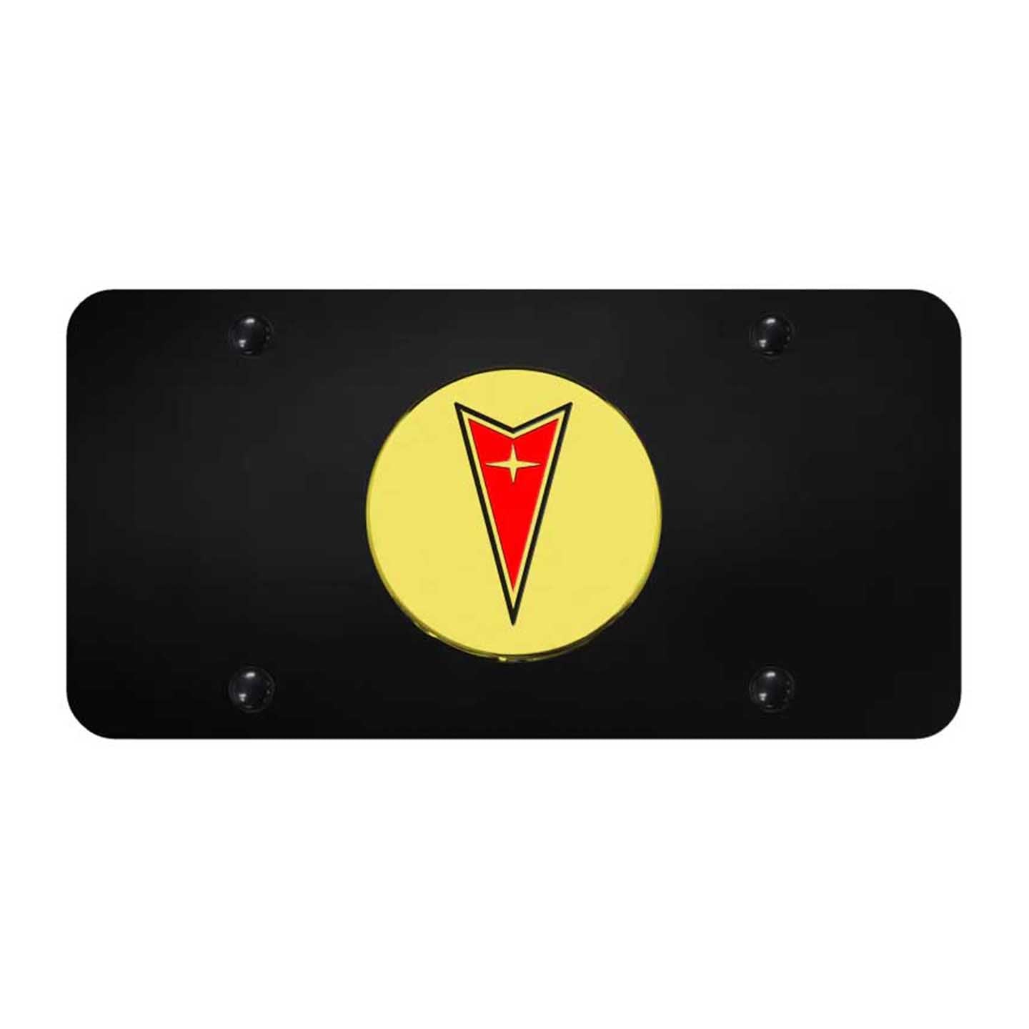 Black Pontiac License Plate - Gold on Black