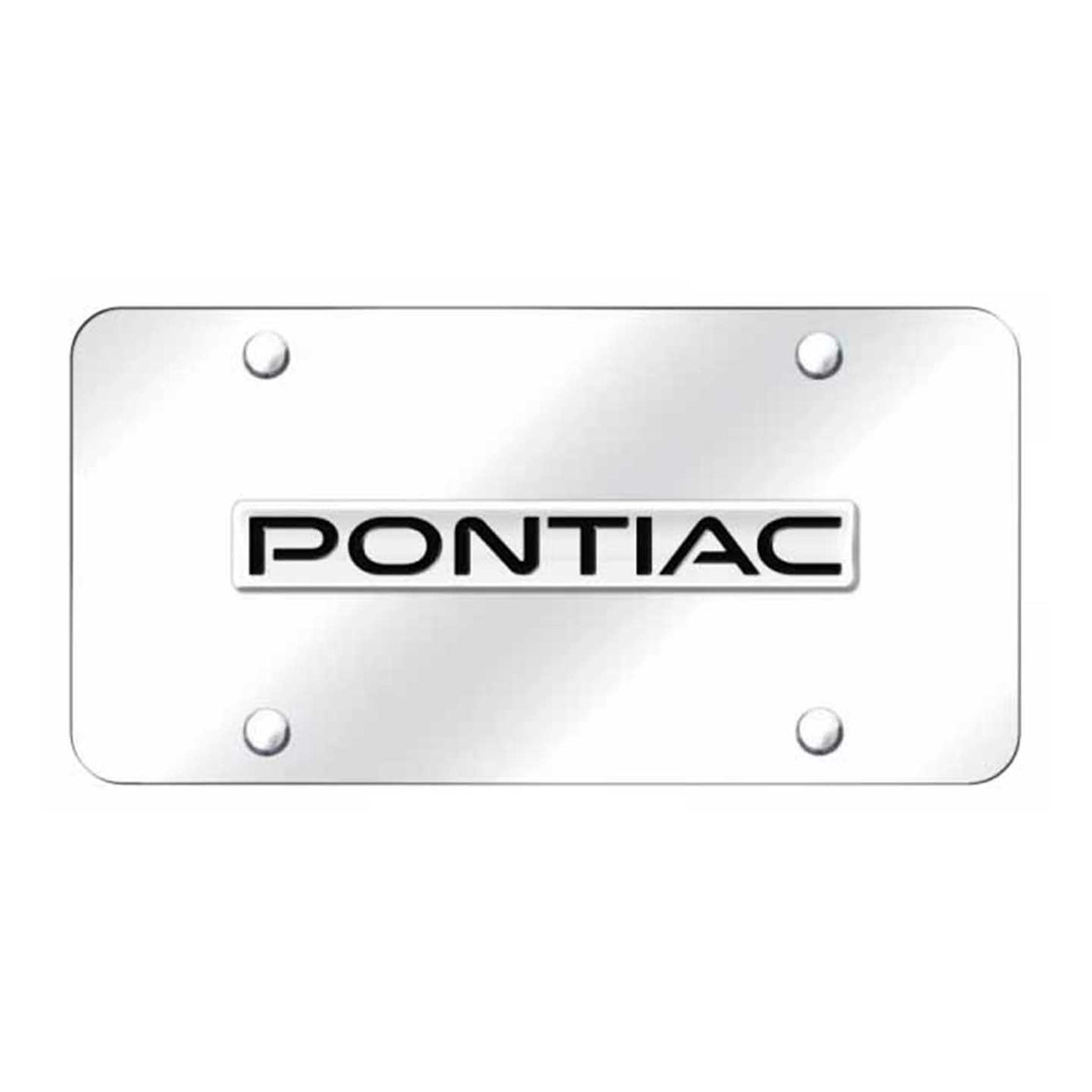 Pontiac Name License Plate - Chrome on Mirrored