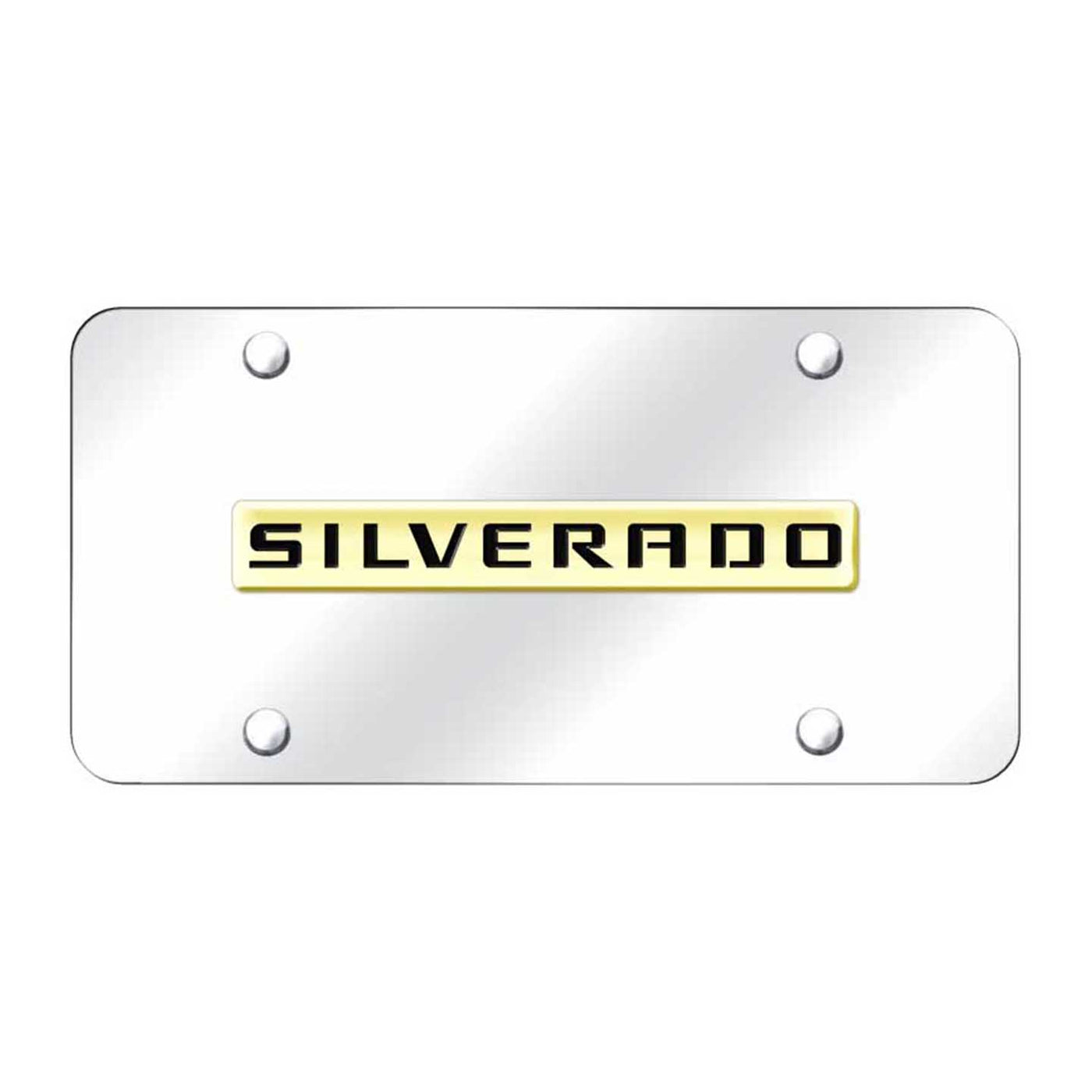 Silverado Name License Plate - Gold on Mirrored