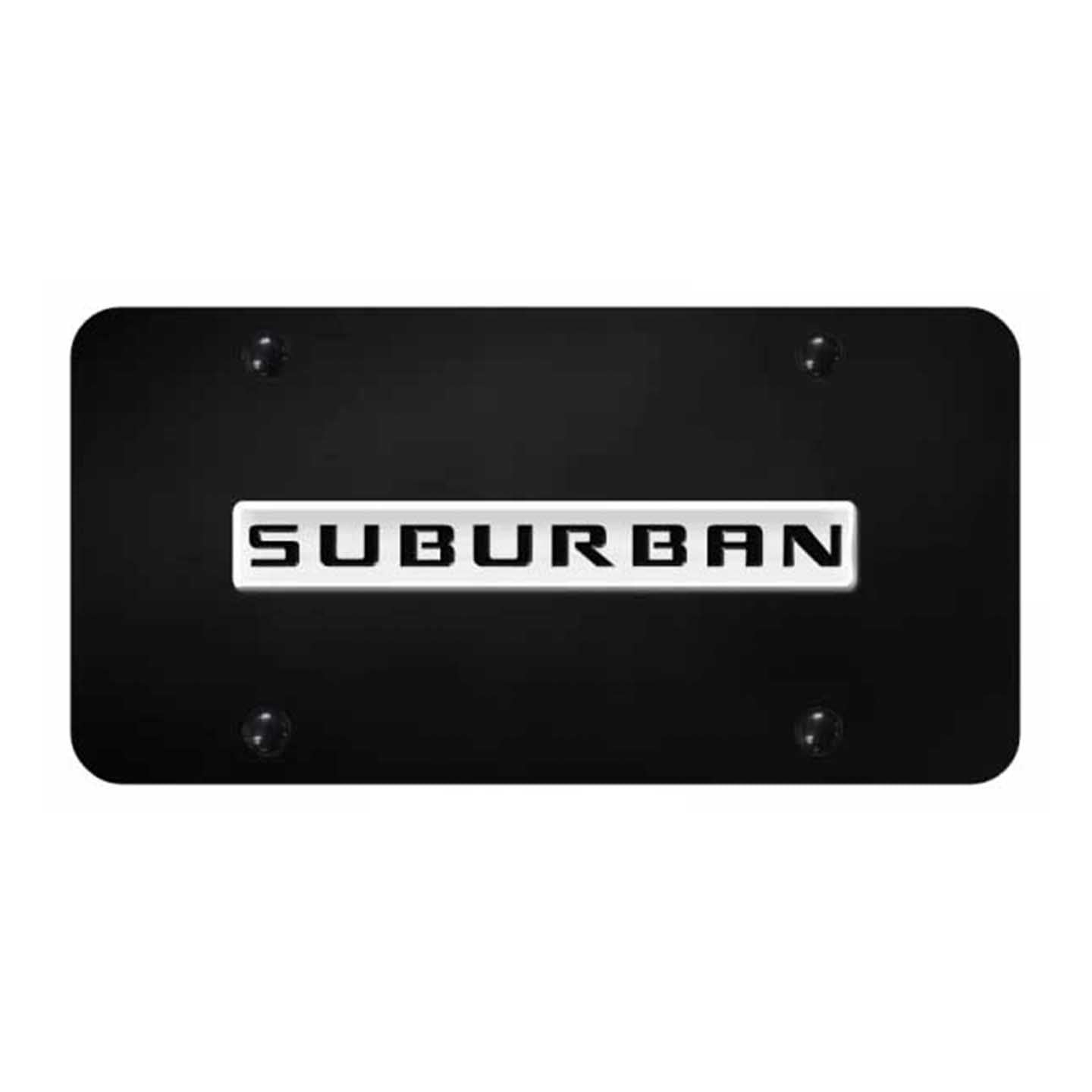 Black Suburban Name License Plate - Chrome on Black