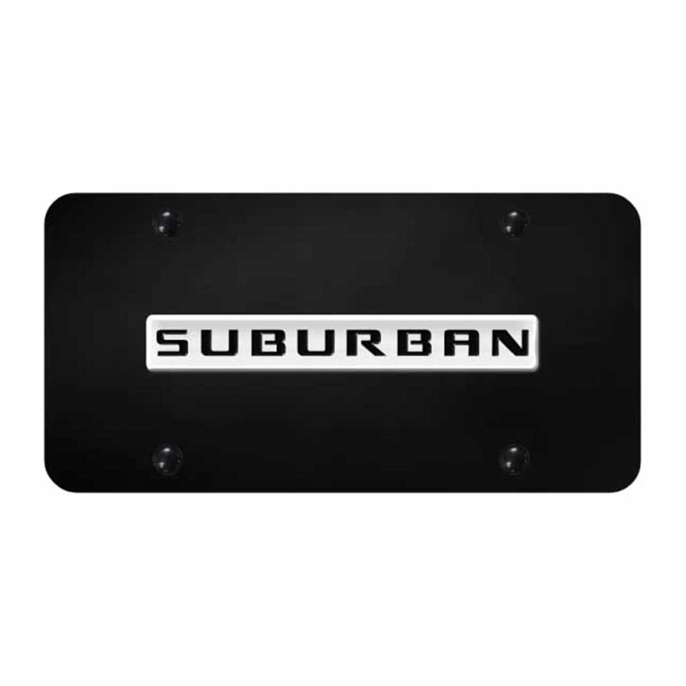 Suburban Name License Plate - Chrome on Black