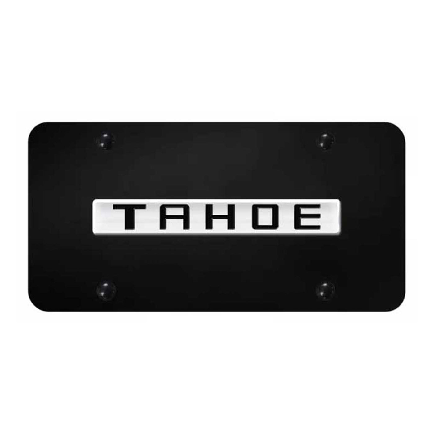 Tahoe Name License Plate - Chrome on Black