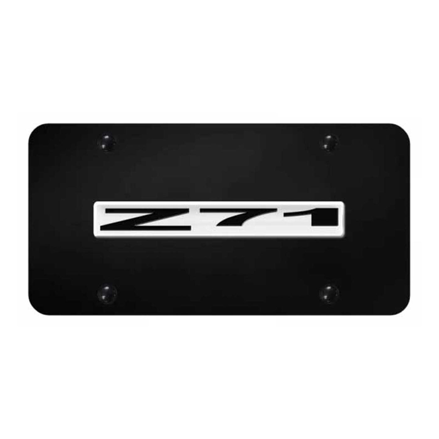 Z71 Name License Plate - Chrome on Black