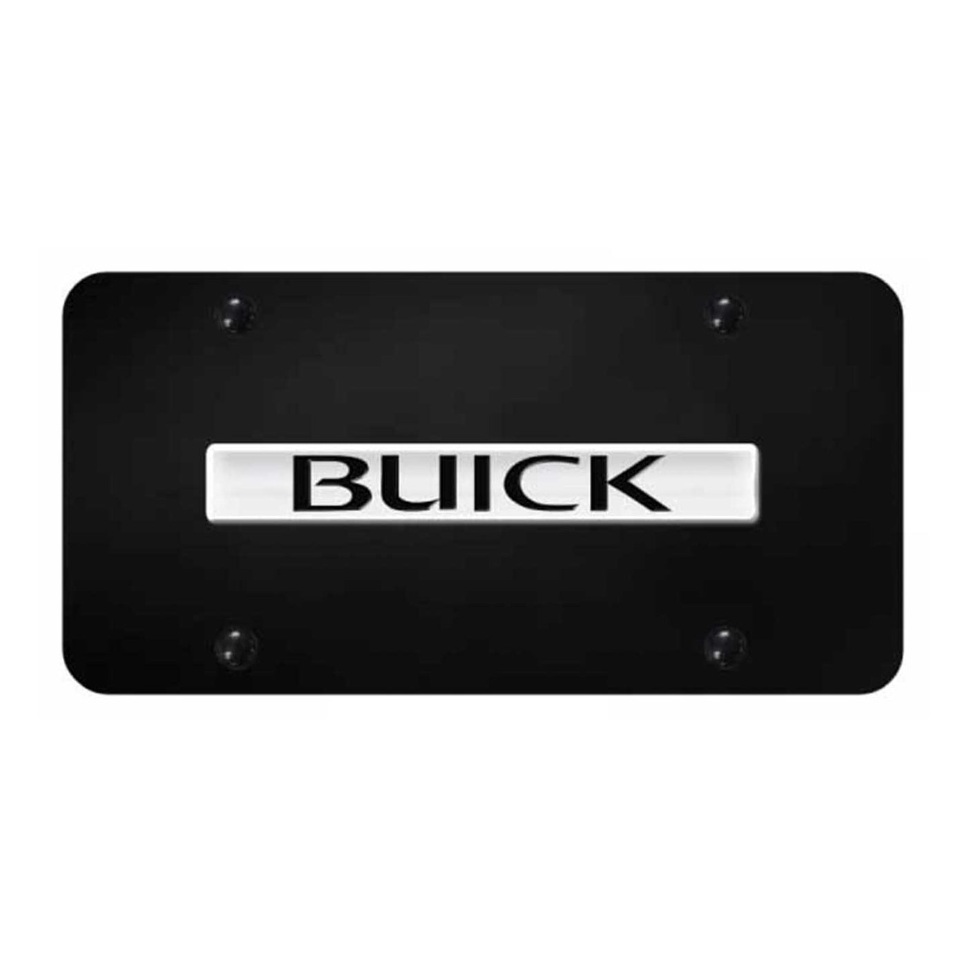 Buick Name License Plate - Chrome on Black