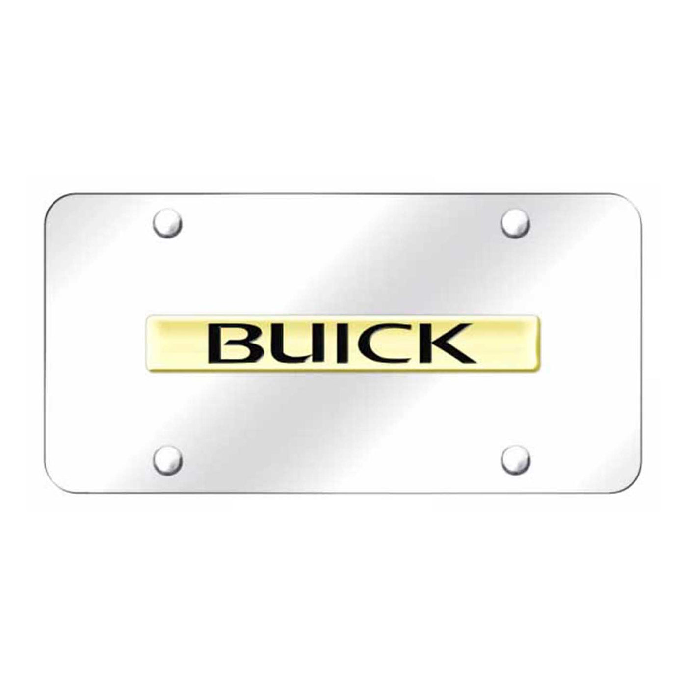 Buick Name License Plate - Gold on Mirrored