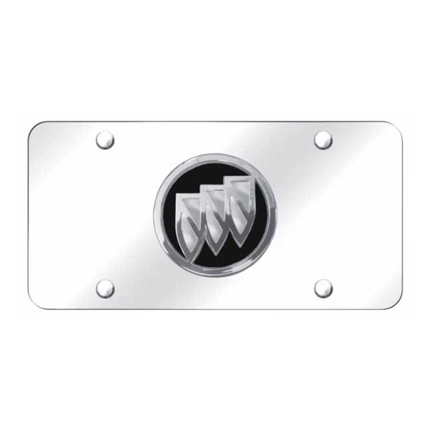 Light Gray Buick (No Fill/Black Backing) Plate - Chrome on Mirrored