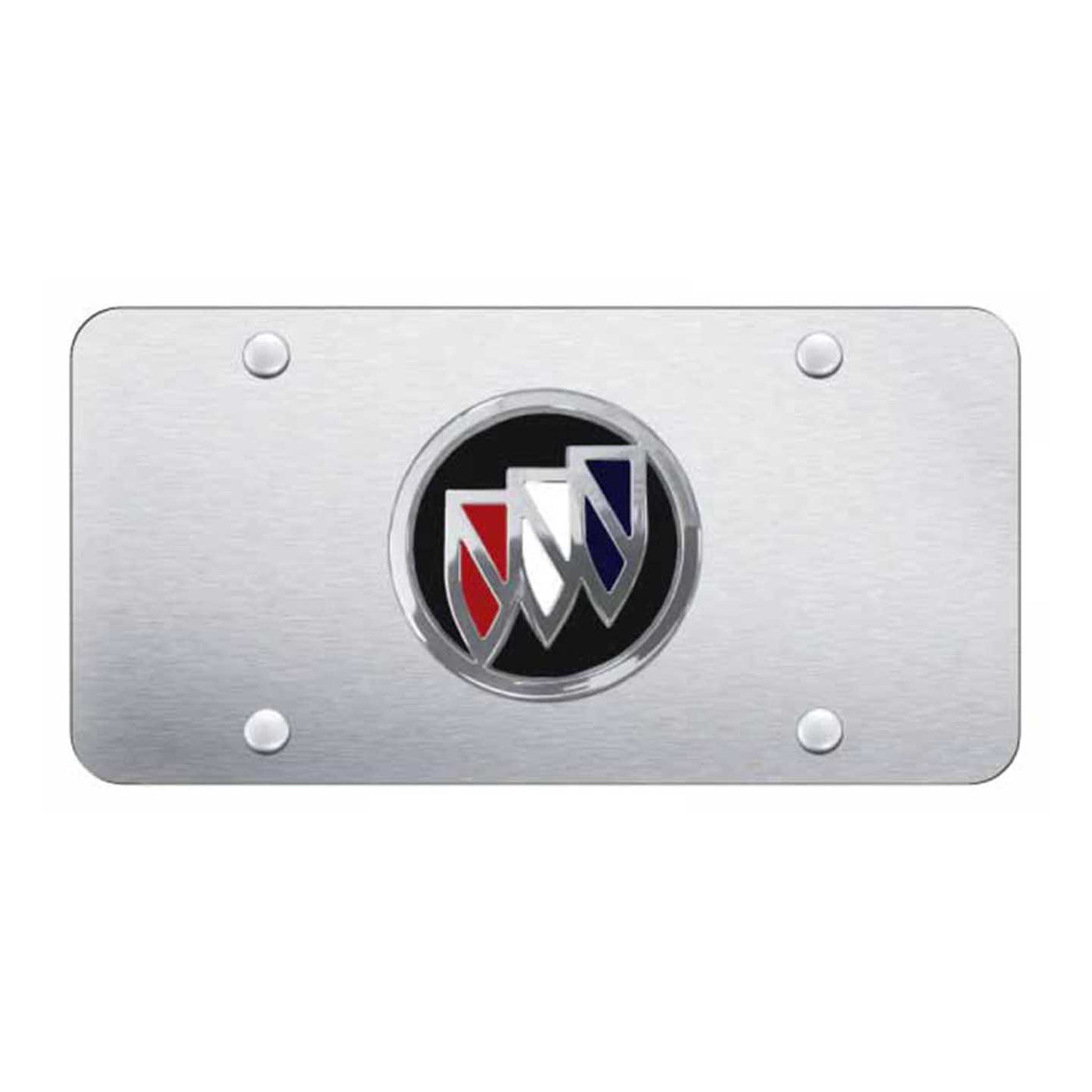 Buick (Tri-Color Fill) License Plate - Chrome on Brushed