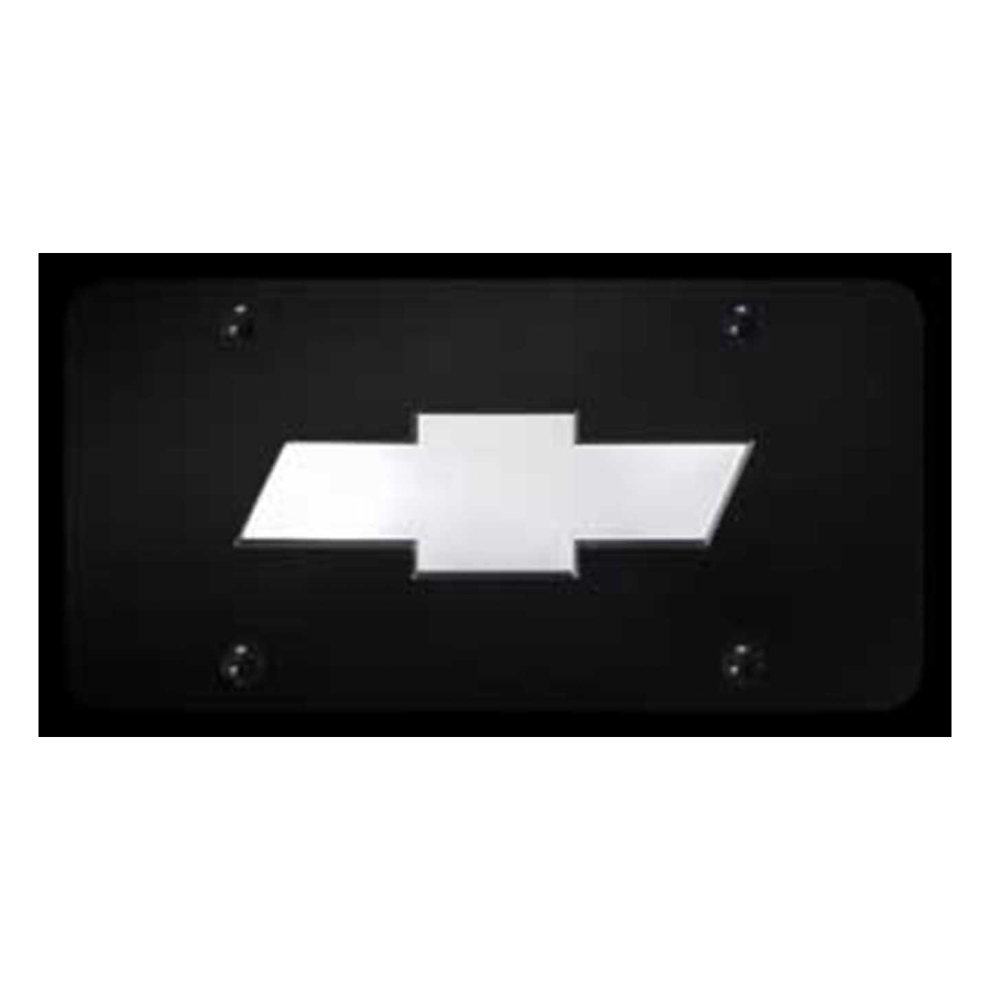Black Chevrolet (New) License Plate - Chrome on Black