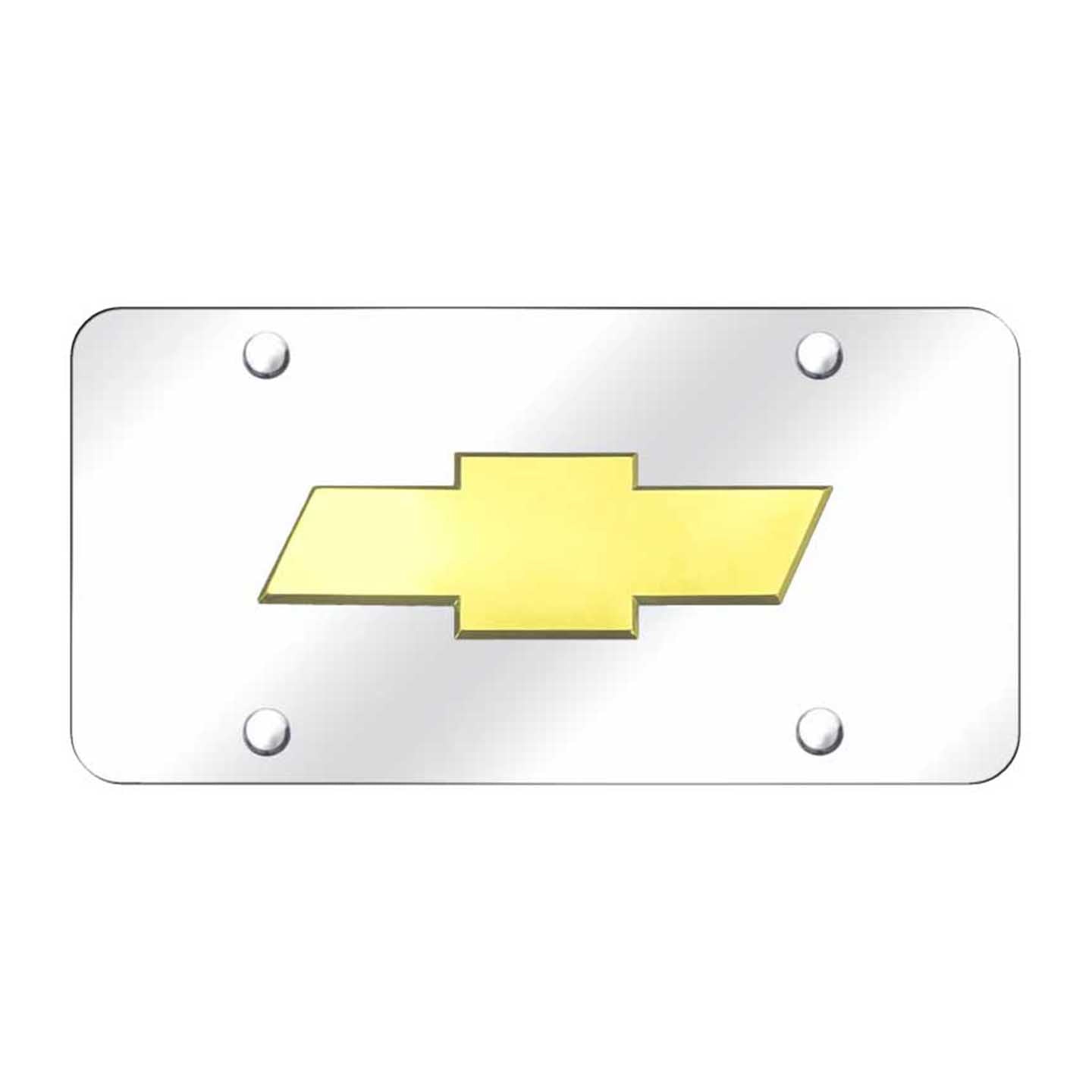 Beige Chevrolet (New) License Plate - Gold on Mirrored