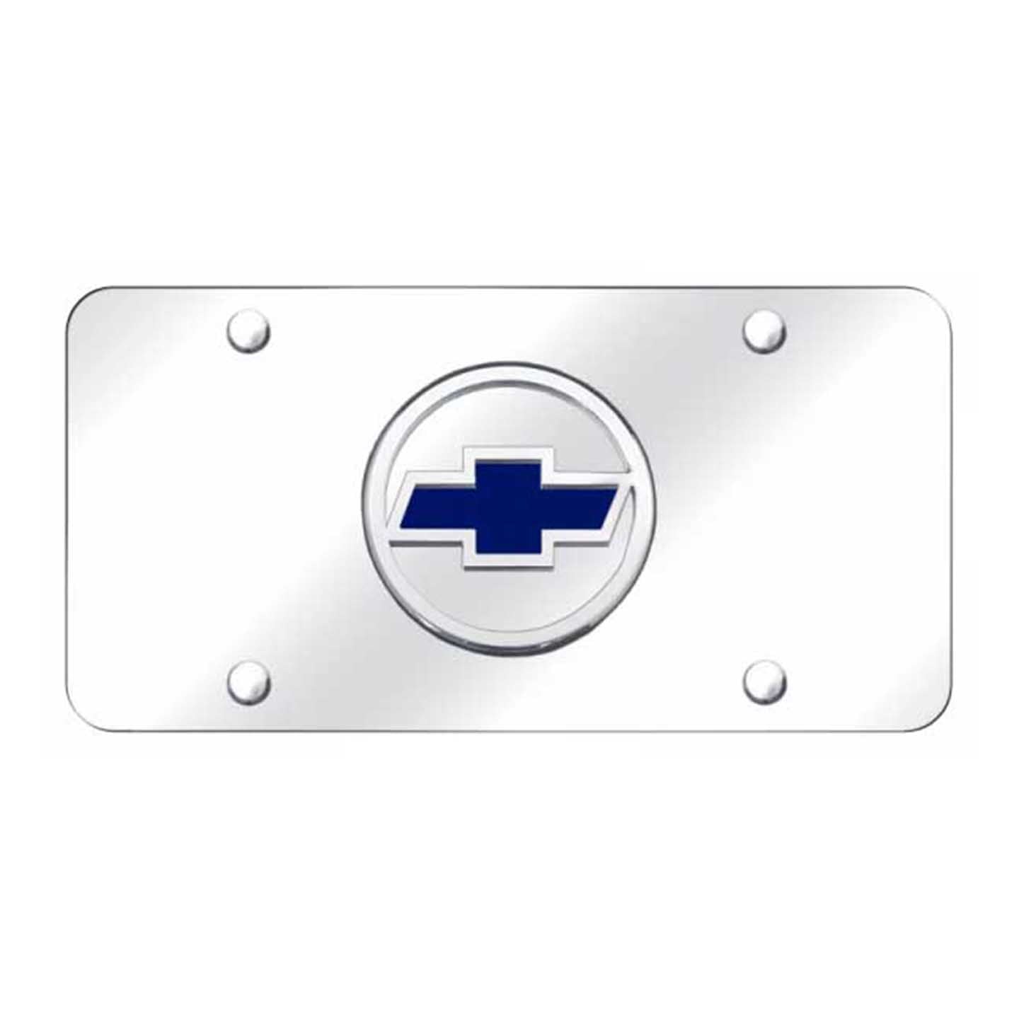 Lavender Chevrolet Circle (Blue Fill) Plate - Chrome on Mirrored