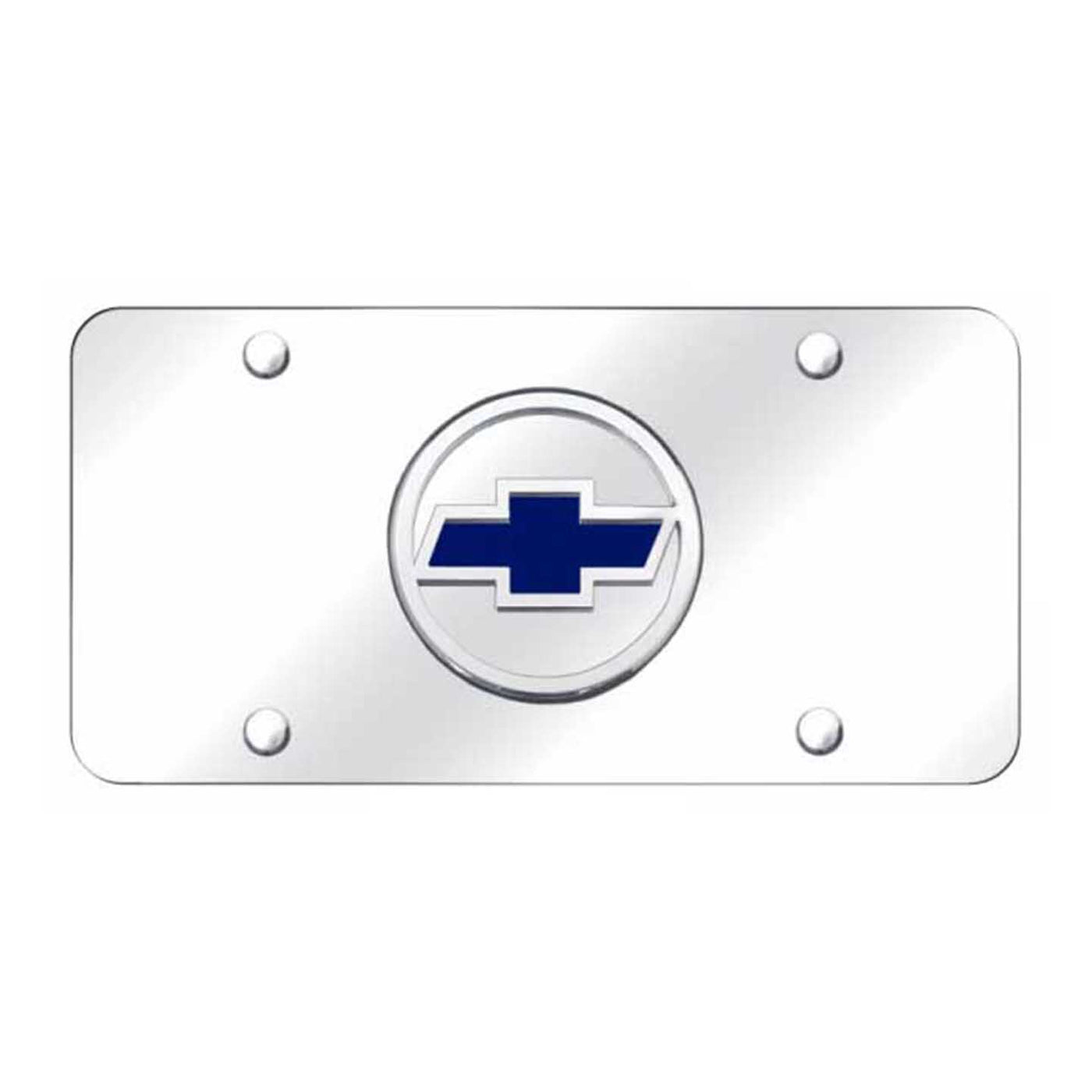 Chevrolet Circle (Blue Fill) Plate - Chrome on Mirrored