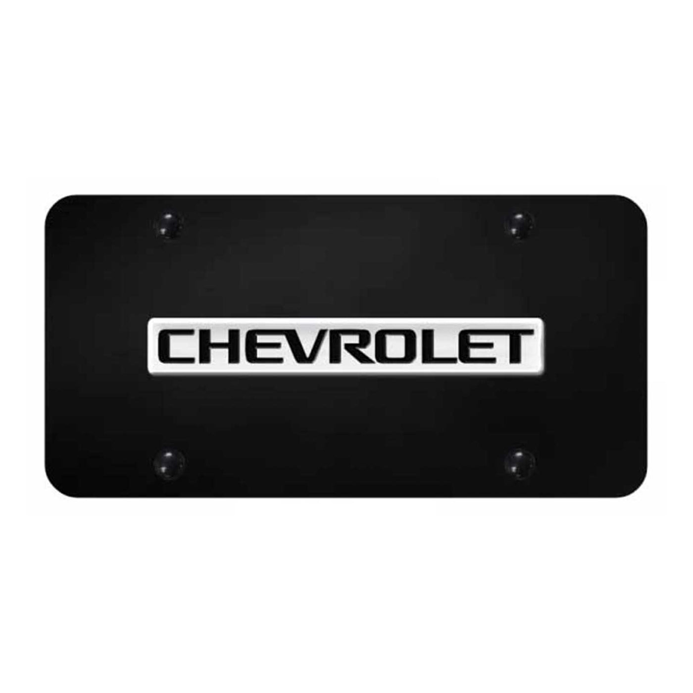 Chevrolet Name License Plate - Chrome on Black
