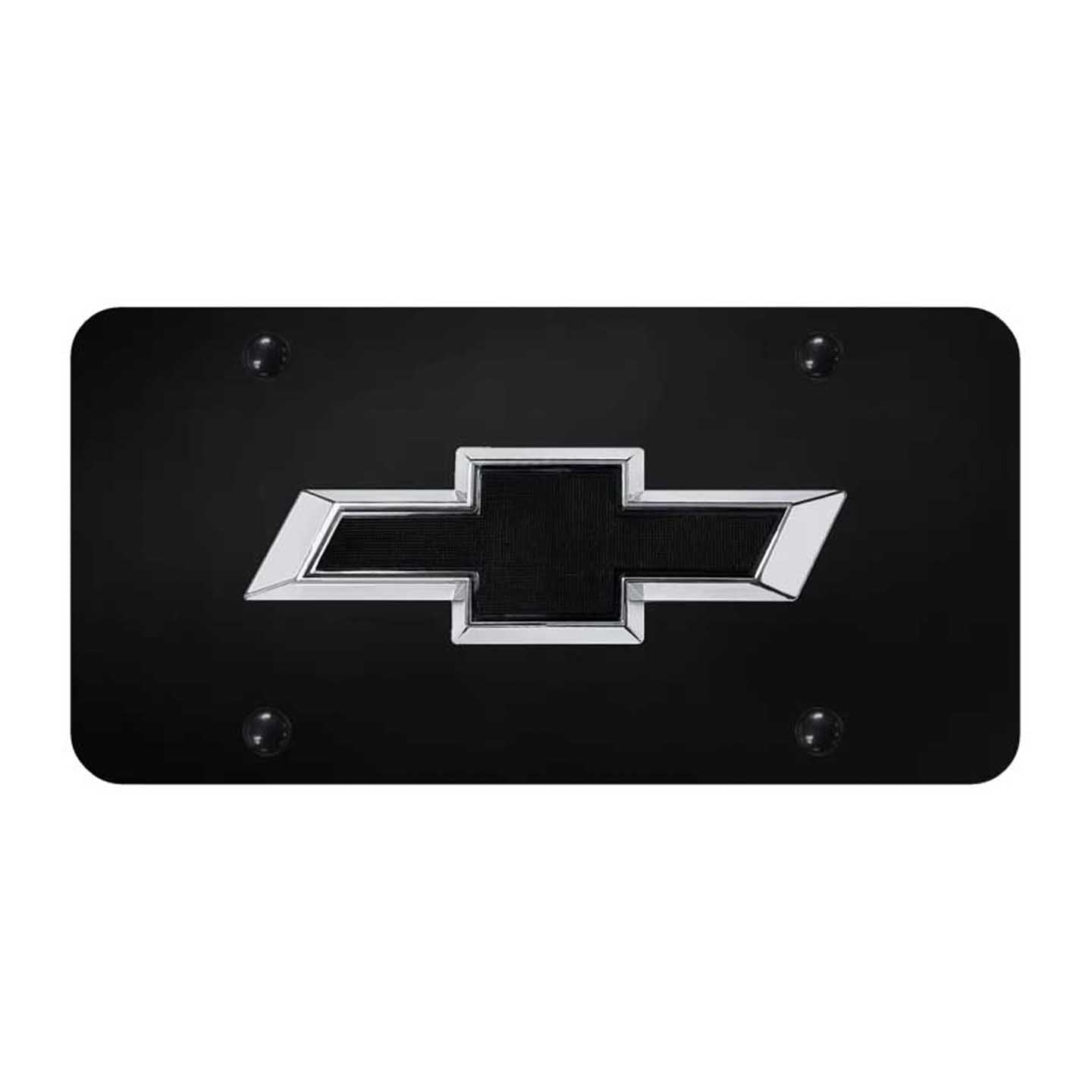 Black Chevrolet Black OEM License Plate - Chrome on Black