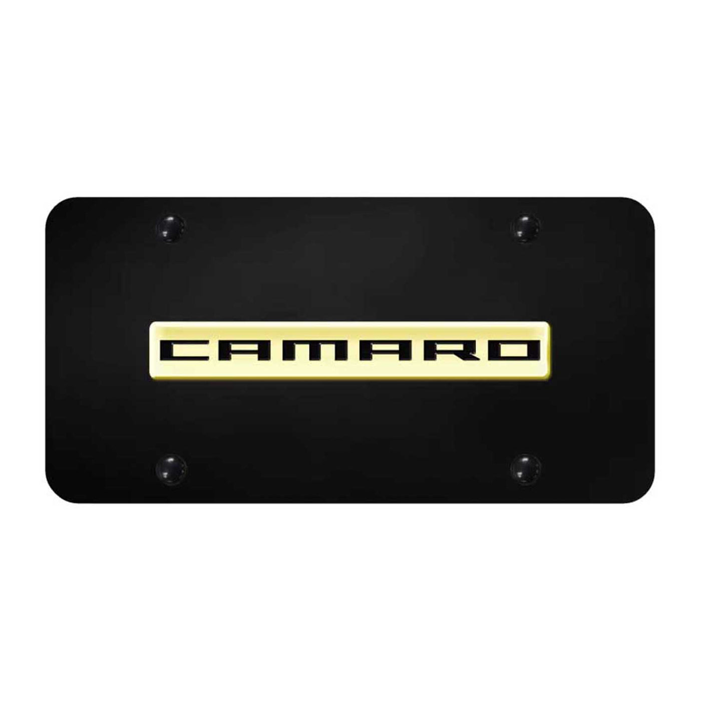 Camaro Name License Plate - Gold on Black