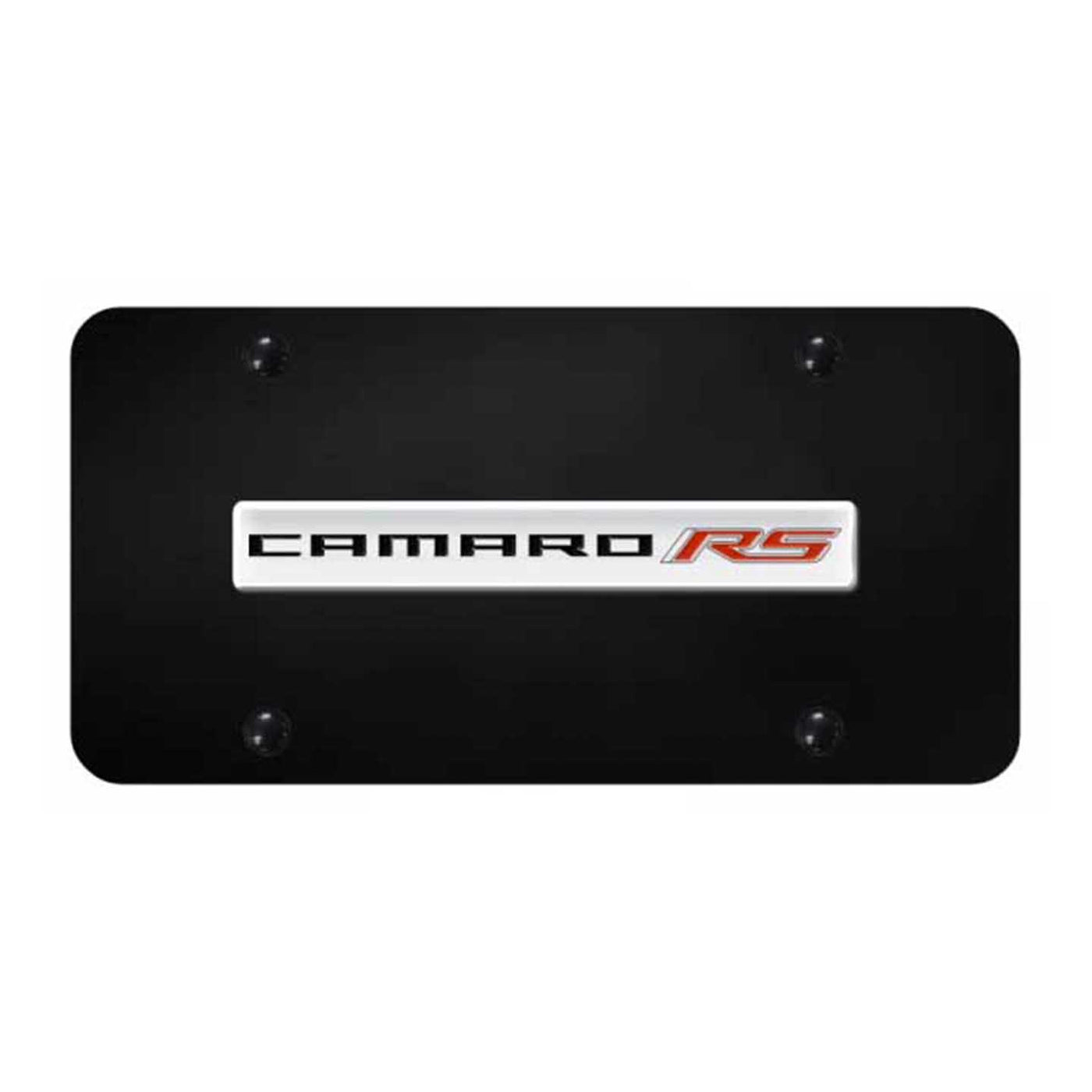 Camaro RS Name License Plate - Chrome on Black