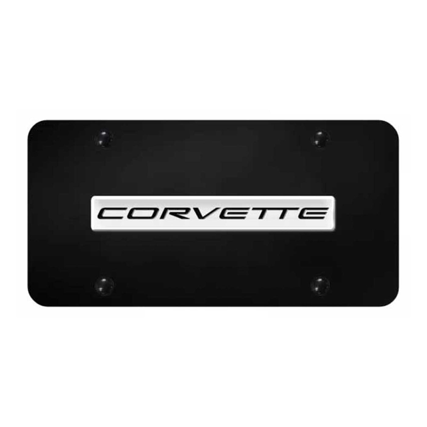 Corvette C5 Name License Plate - Chrome on Black