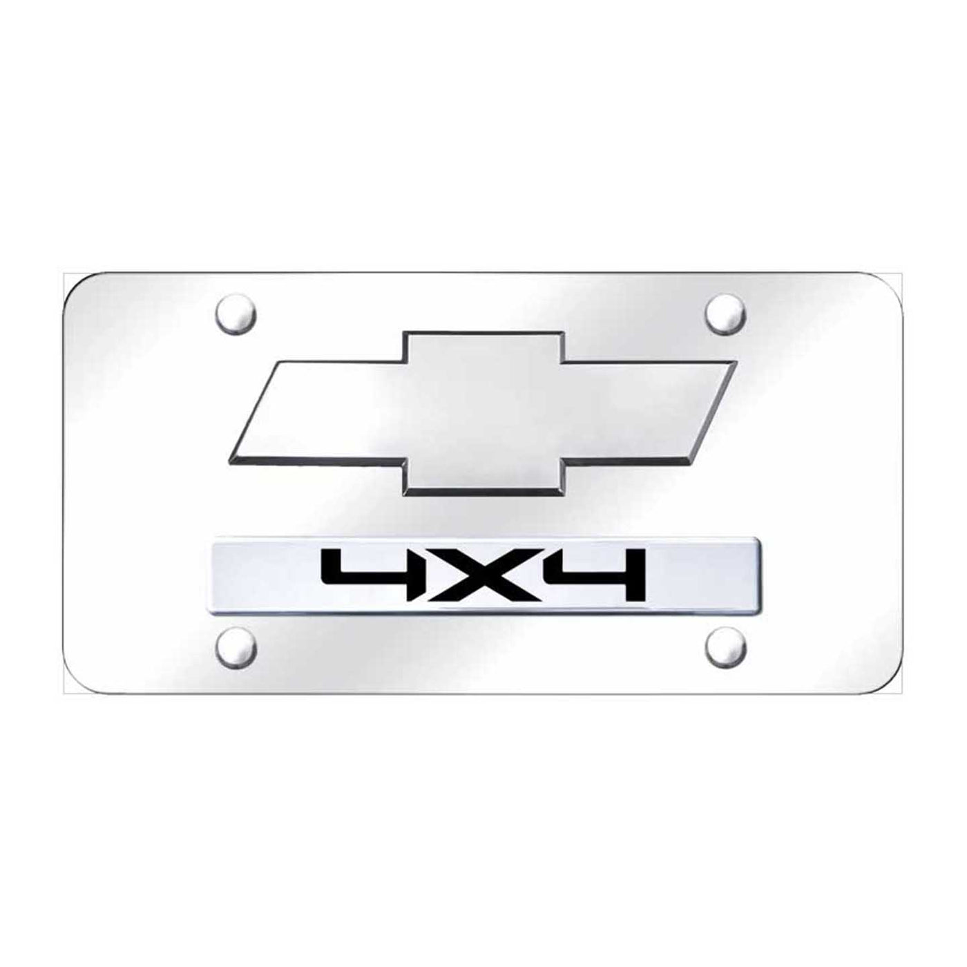 Dual Chevy/4X4 (New) License Plate - Chrome on Mirrored
