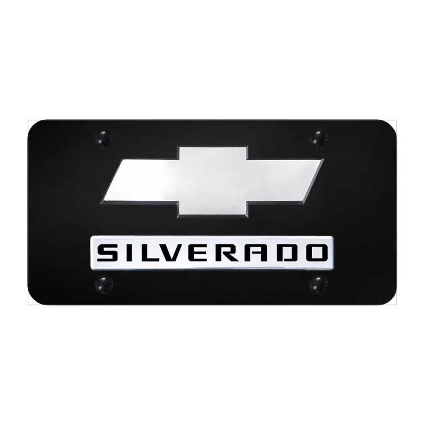 Dual Silverado (New) License Plate - Chrome on Black