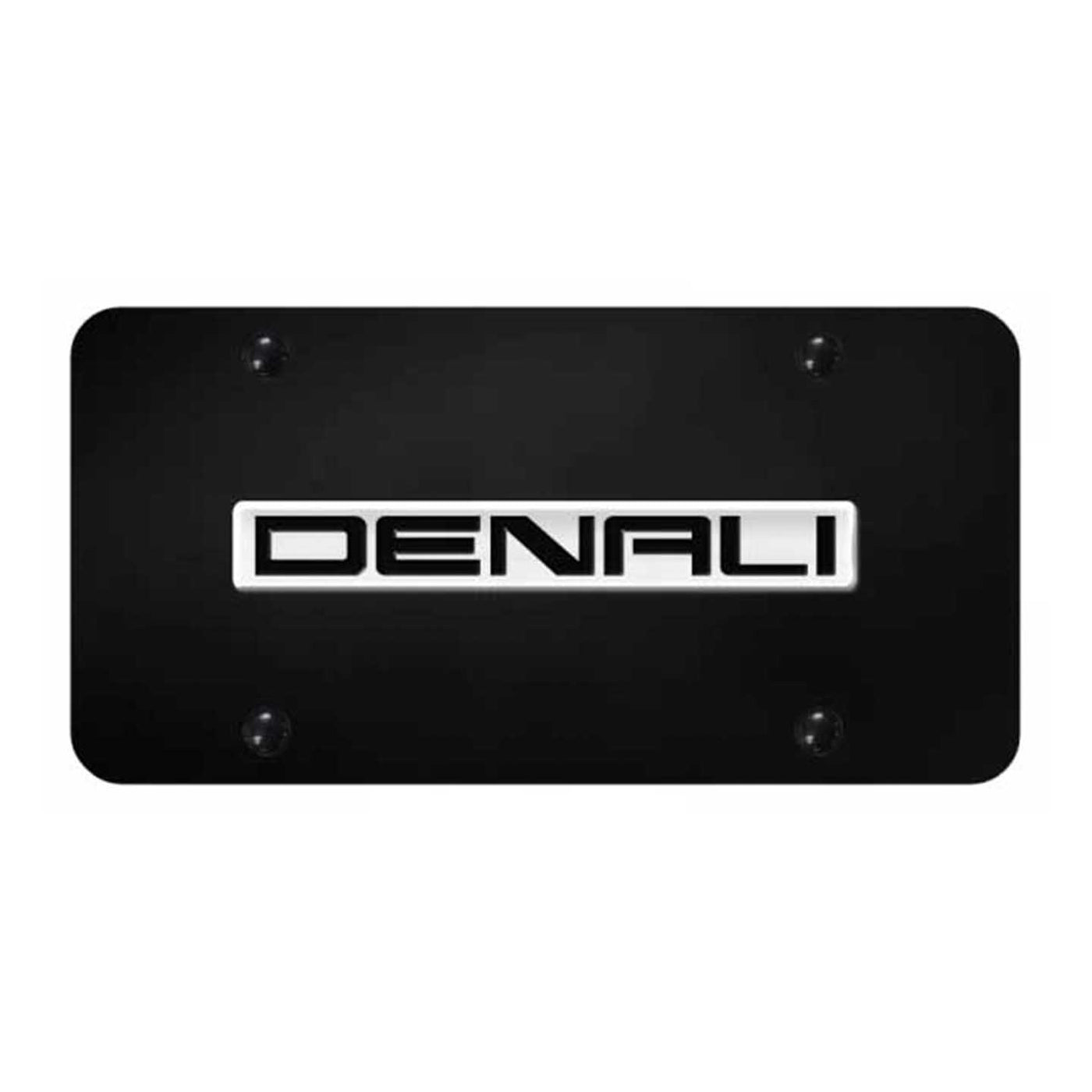 Denali Name License Plate - Chrome on Black