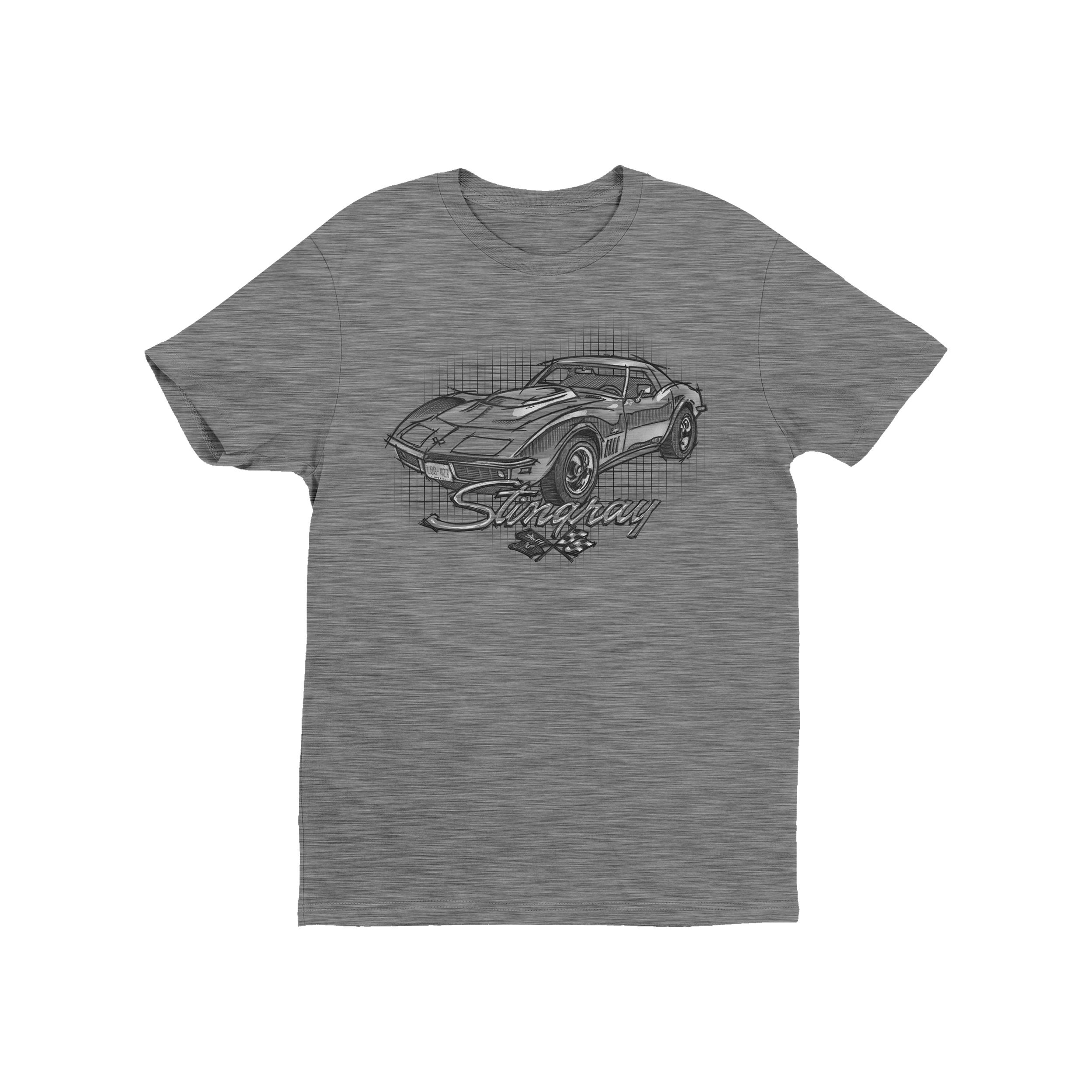 Dim Gray Corvette Sketch Grid T-Shirt
