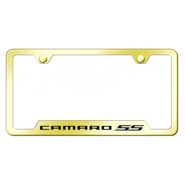 Light Goldenrod Yellow Camaro SS Cut-Out Frame - Laser Etched Gold