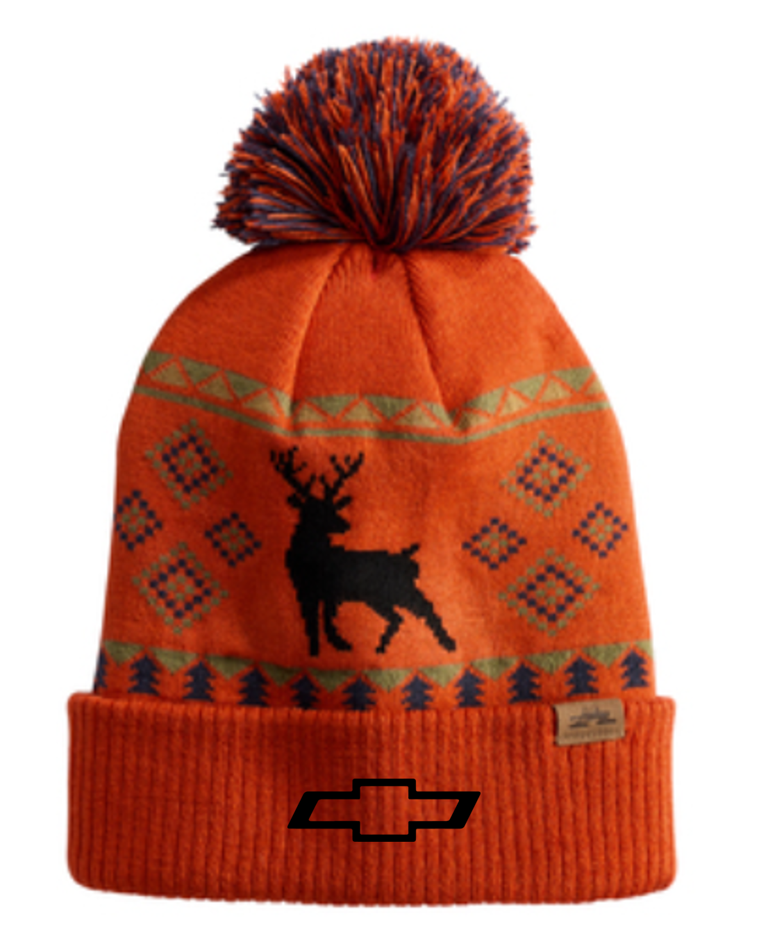 Brown Chevrolet Bowtie Spacecraft Wild Pom Beanie