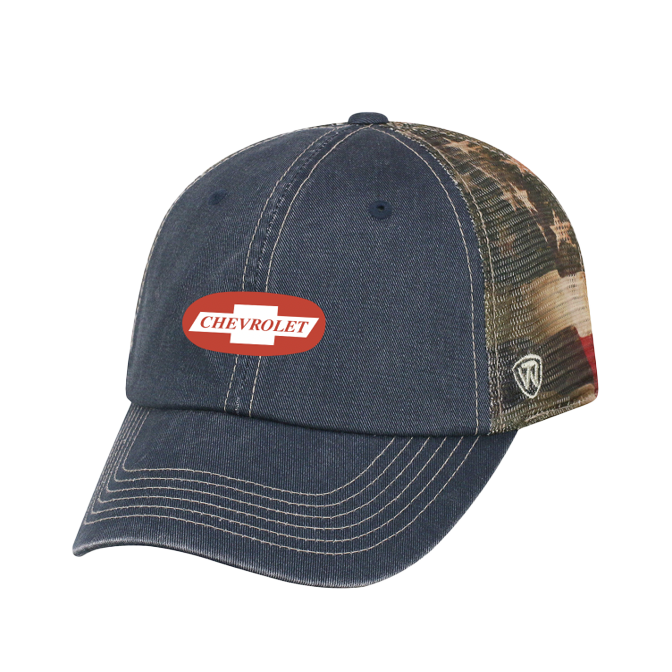 Dark Slate Gray Chevrolet Denim American Flag Cap